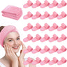 Spa Facial Soft Polyester Stretch Headbands with Adjustable Hook & Loop Closure / 30 Pack - Pink