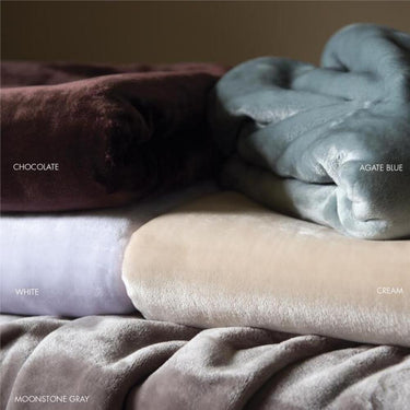 Sposh Chelour Blanket / 300 Gram Chinlon-Polyester Blend / 60" X 87" - Available in White, Cream, Agate Blue. Coffee, Moonstone Gray / Spa Retail Item!