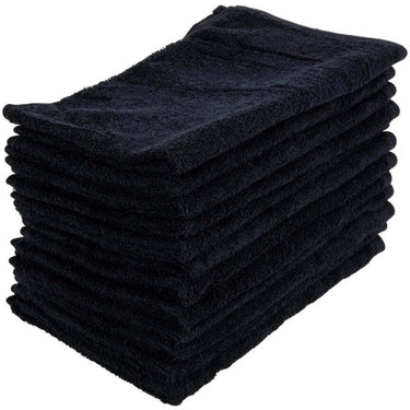 Sposh Treatment Room Terry Hand Towel - 100% Ring Spun Cotton 400 GSM - BLACK / 16"W x 27"L - 12 Count