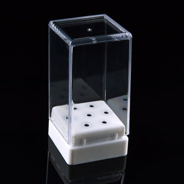 Square Nail Drill Bit Holder &amp; Storage (Case Only) - 7 Holes - White - Each