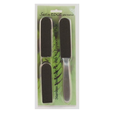 Stainless Steel Foot File with 40 Replacement Pads by Satin Edge