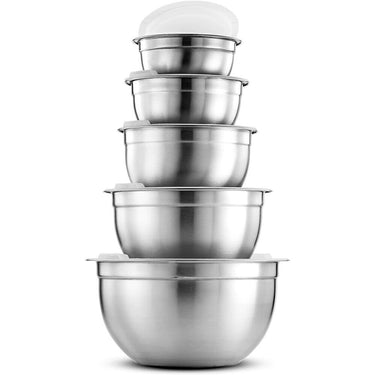 Stainless Steel Nesting Mixing Bowls with Airtight Lids / Set of 5 - 0.75 Quart + 1 Quart + 1.5 Quart + 3 Quart + 5 Quart