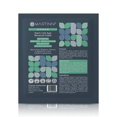 Stem Cell Age-Reversal Mask / Pack of 15 - Each Pre-Moistened 100% Natural and Paraben Free Mask is Single Use by Martinni