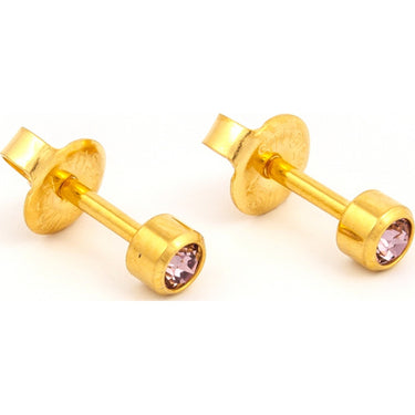 Studex Gold Plated Bezel Set Birthstone Earrings - June (Alexandrite)