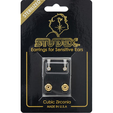 Studex Gold Plated Tiffany Set Earrings / Regular Cubic Zirconia