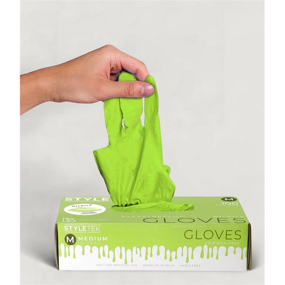 Styletek Lime Green Deluxe Grip Nitrile Gloves - Medium / Box of 100 ...