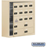 Surface Mounted Cell Phone Locker with 12 A Doors (11 usable) 4 B Doors in Sandstone - Resettable Combination Locks by Salsbury – Sandstone – Resettable Combination Locks by Salsbury