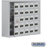 Surface Mounted Cell Phone Storage Locker with 25 A Doors (24 usable) in Aluminum - Keyed Locks by Salsbury – Aluminum – Resettable Combination Locks by Salsbury