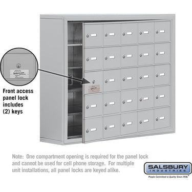 Surface Mounted Cell Phone Storage Locker with 25 A Doors (24 usable) in Aluminum - Keyed Locks by Salsbury – Aluminum – Keyed Locks by Salsbury (view 2)