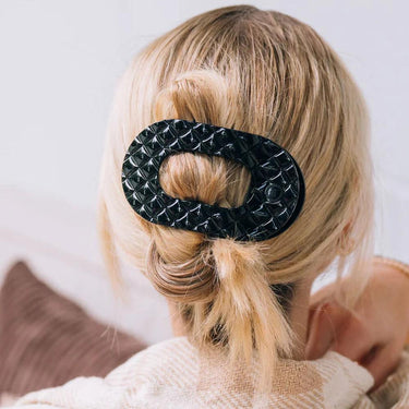 Teleties Flat Clip Round Quilt Large - Jet Black