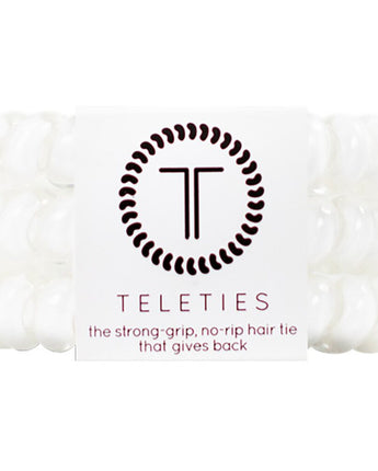 Teleties Large Hair Ties - No Pinch Please - Strong Grip, No Rip - Coconut White / 3 Pack