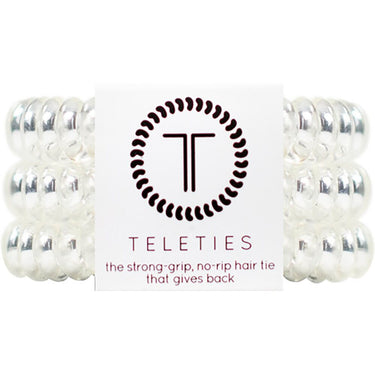 Teleties Large Hair Ties - No Pinch Please - Strong Grip, No Rip - Crystal Clear / 3 Pack