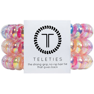 Teleties Large Hair Ties - No Pinch Please - Strong Grip, No Rip - Eat Glitter For Breakfast / 3 Pack