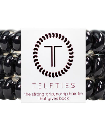 Teleties Large Hair Ties - No Pinch Please - Strong Grip, No Rip - Jet Black / 3 Pack