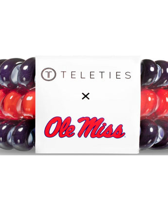 Teleties Large Hair Ties - No Pinch Please - Strong Grip, No Rip - University Collection - University of Mississippi / 3 Pack