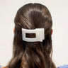 Teleties Rectangle Flat Coconut White Hair Clip / Small