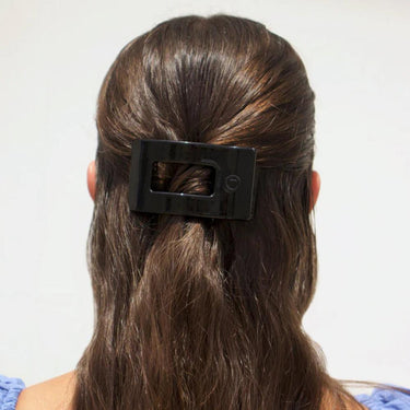 Teleties Rectangle Flat Jet Black Hair Clip / Small