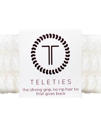 Teleties Small Hair Ties - No Pinch Please - Strong Grip, No Rip - Coconut White / 3 Pack