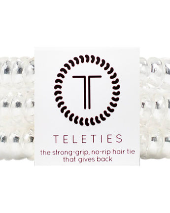 Teleties Small Hair Ties - No Pinch Please - Strong Grip, No Rip - Crystal Clear / 3 Pack