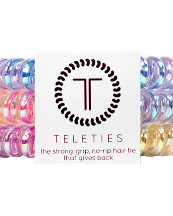 Teleties Small Hair Ties - No Pinch Please - Strong Grip, No Rip - Eat Glitter For Breakfast / 3 Pack