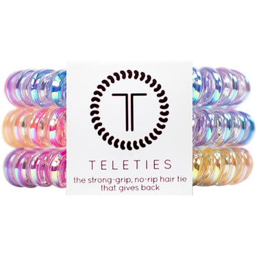 Teleties Small Hair Ties - No Pinch Please - Strong Grip, No Rip - Eat Glitter For Breakfast / 3 Pack