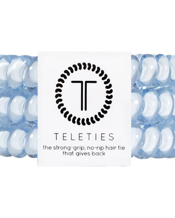 Teleties Small Hair Ties - No Pinch Please - Strong Grip, No Rip - Washed Denim / 3 Pack