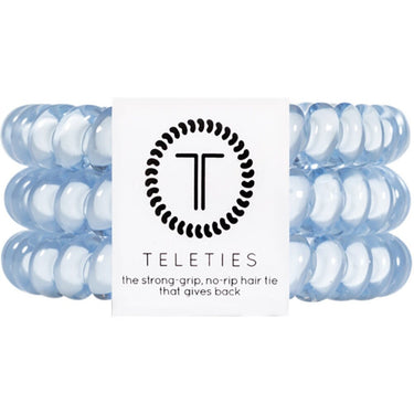 Teleties Small Hair Ties - No Pinch Please - Strong Grip, No Rip - Washed Denim / 3 Pack