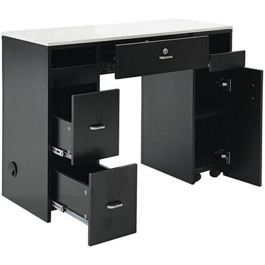 Tempo NM905 Single Manicure Table with White Quartz Top / Available in Black, White, or Gray by Whale Spa