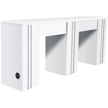Tempo NM906D Double Manicure Table with White Quartz Top / Available in Black, White or Gray by Whale Spa
