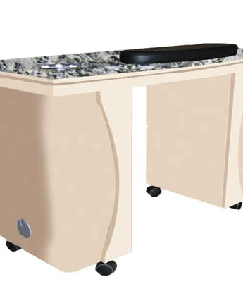 The Alice Granite Top Wood Finish Nail Table by Americus Salon Furniture