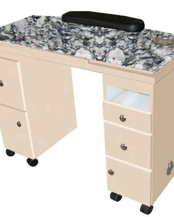 The Alice Granite Top Wood Finish Nail Table by Americus Salon Furniture