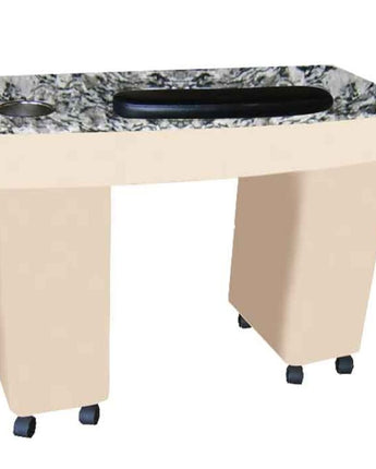 The Ava Granite Top Wood Finish Nail Table by Americus Salon Furniture