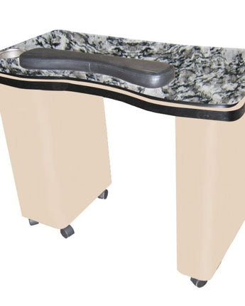 The Elizabeth Granite Top Wood Finish Nail Table by Americus Salon Furniture