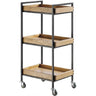 The Hadlee Wood+Metal Esthetician Trolley - Light Wood / 3 Shelves by Spa Masters