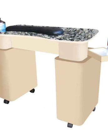 The Lucy Granite Top Wood Finish Nail Table by Americus Salon Furniture