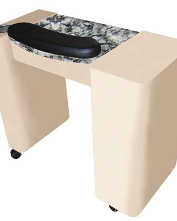 The Maisie Granite Top Wood Finish Nail Table by Americus Salon Furniture