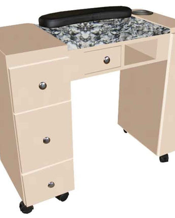 The Maisie Granite Top Wood Finish Nail Table by Americus Salon Furniture