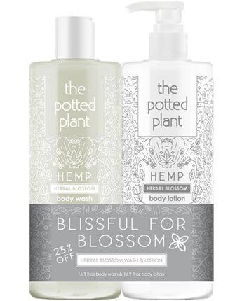 The Potted Plant Duo Bundle - Blissful for Blossom - (1) Potted Plant Herbal Blossom Body Wash (16.9 oz.) + (1) Potted Plant Herbal Blossom Body Lotion (16.9 oz.)