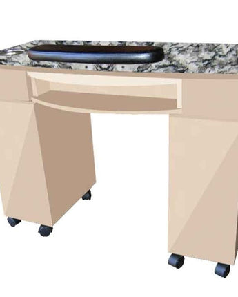 The Scarlett Granite Top Wood Finish Nail Table with Gel Light Cut-Out by Americus Salon Furniture