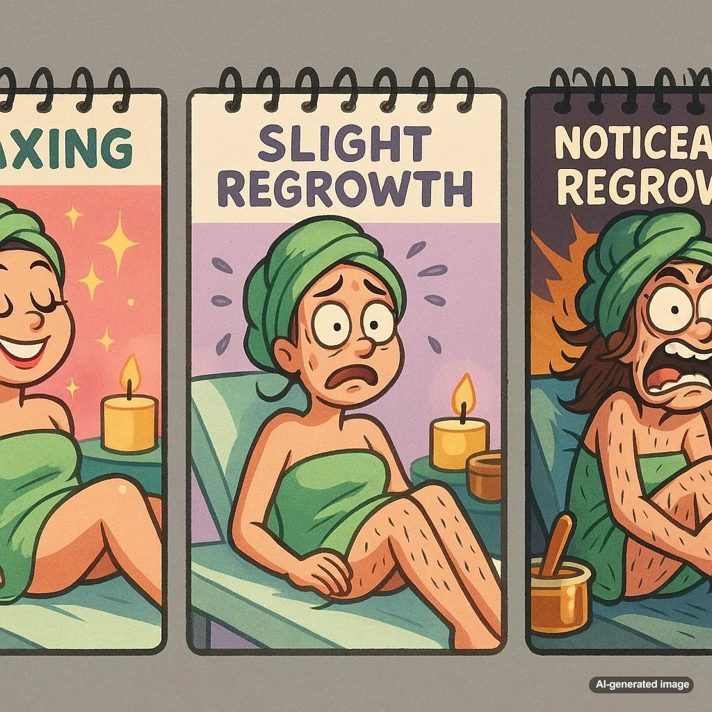 Visual guide showing smooth skin at week 1 post-wax, with infographic highlighting sensitive hair follicles.