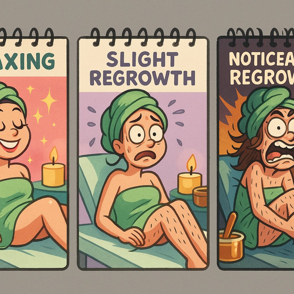 Visual guide showing smooth skin at week 1 post-wax, with infographic highlighting sensitive hair follicles.