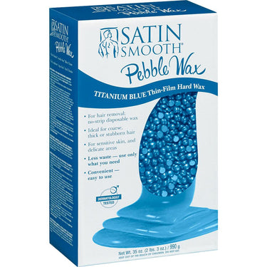Titanium Blue Thin Film Pebble Wax - Hard Wax Beads / 35 oz. - 2 lbs. 3 oz. - 990 grams by Satin Smooth