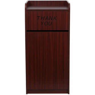 Trash Receptacle with Tray Top in Mahogany Wood Finish by BIGA