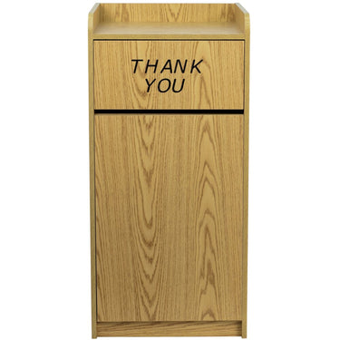 Trash Receptacle with Tray Top in Oak Wood Finish by BIGA