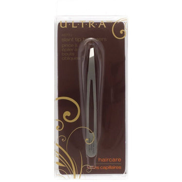 Ultra Professional Slant Tip Stainless Steel Tweezers - Made in Italy / 3.75" L