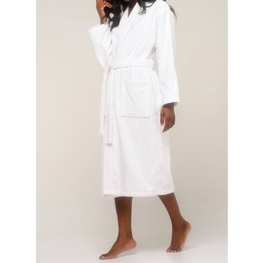Unisex Terry Kimono Bathrobe | Color: White | Material: 100% Turkish Cotton | Available Sizes: Small/Medium, Large/X-Large, XX-Large by SUMMA