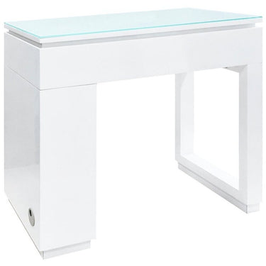 Valentino Lux Single Manicure Table with Tempered Glass Top / Available in Black or White by Whale Spa