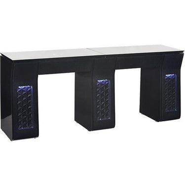 Vicki Double Nail Table with Tempered Glass Top / Available in Black or White by Whale Spa