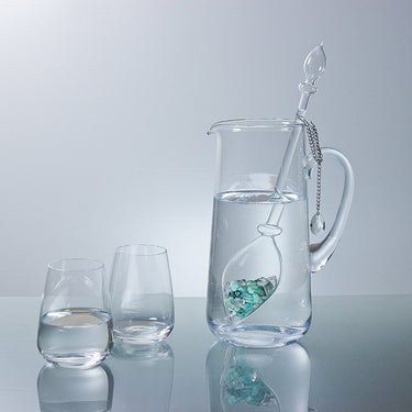 VitaJuwel Gem Water Gemstone Crystal Infuser Wand - Vitality: Emerald + Rock Crystal