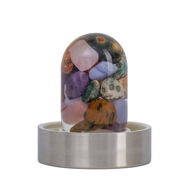 VitaJuwel ViA - Gem Water Bottle - 5 Elements: Amethyst + Chalcedony + Petrified Wood + Rose Quartz + Ocean Chalcedony